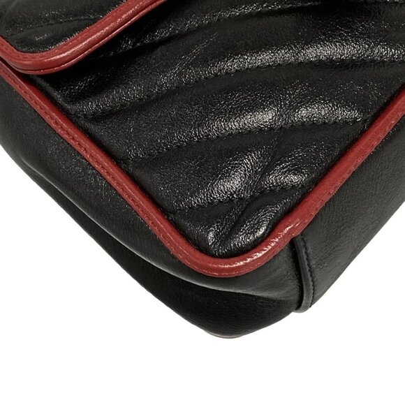 Auth GUCCI GG Marmont 583571 Black Red Leather Handbag - Picture 3 of 16